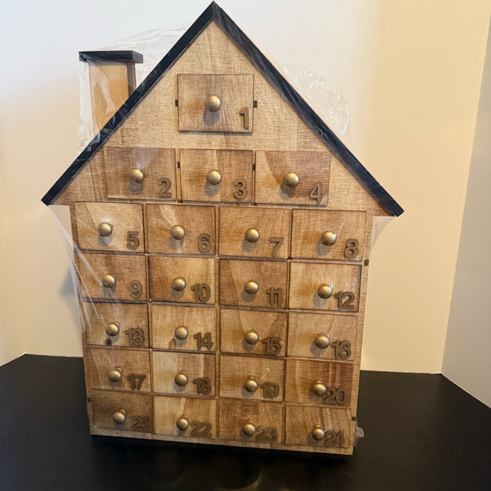 Magnolia Wooden House Advent Calendar with Black Trim